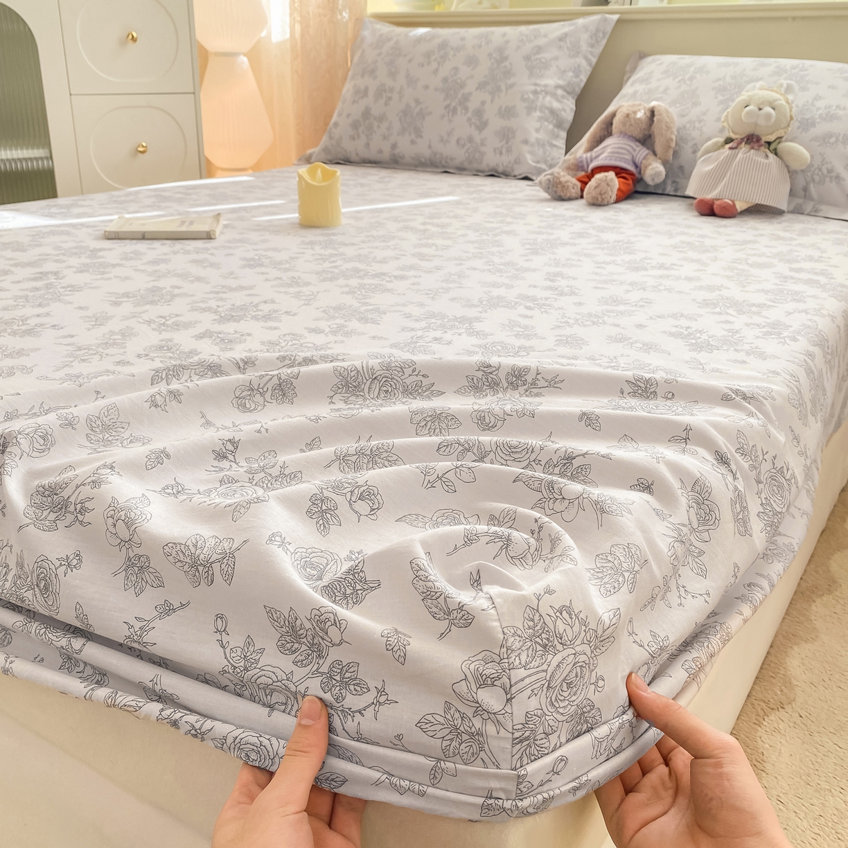 91家纺网 家纺一手货源 找家纺 花梦欣 2026新款全棉印花单品系列-单床笠 摩菲