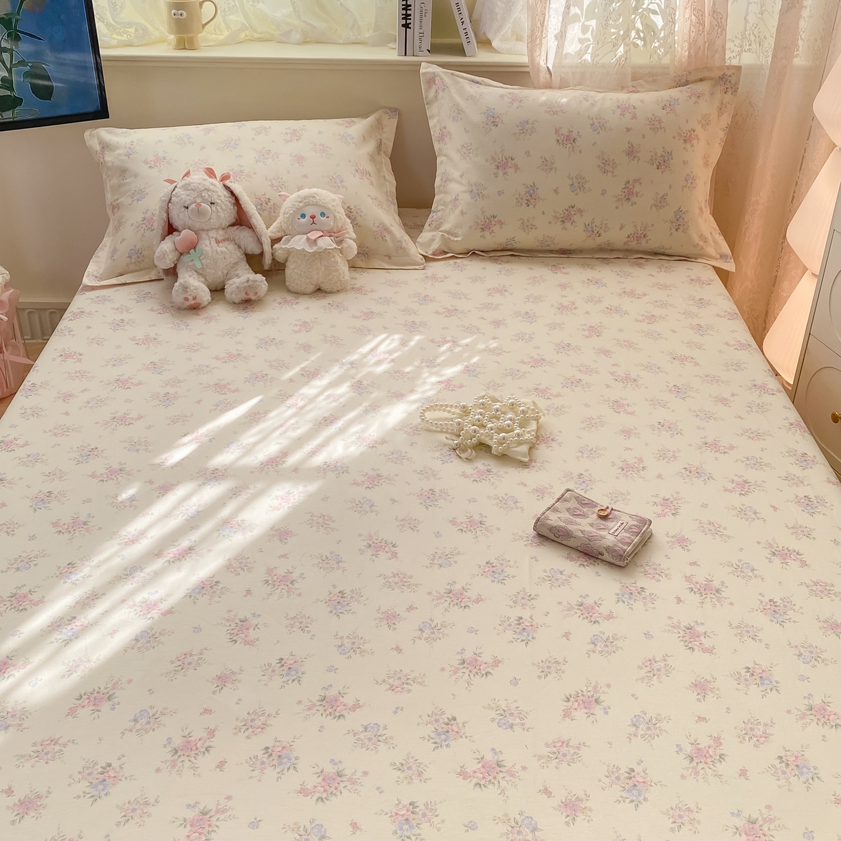 91家纺网 家纺一手货源 找家纺 花梦欣 2026新款全棉印花单品系列-单床笠 欧风花影