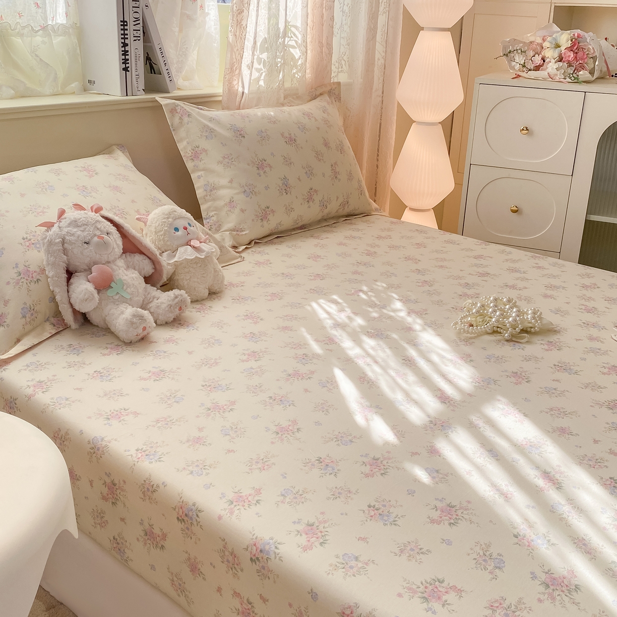 91家纺网 家纺一手货源 找家纺 花梦欣 2026新款全棉印花单品系列-单床笠 欧风花影