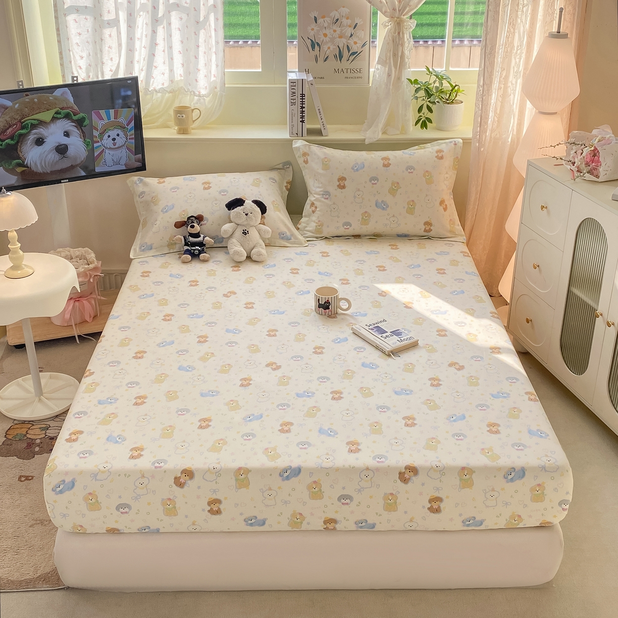 91家纺网 家纺一手货源 找家纺 花梦欣 2026新款全棉印花单品系列-单床笠 童趣绘彩