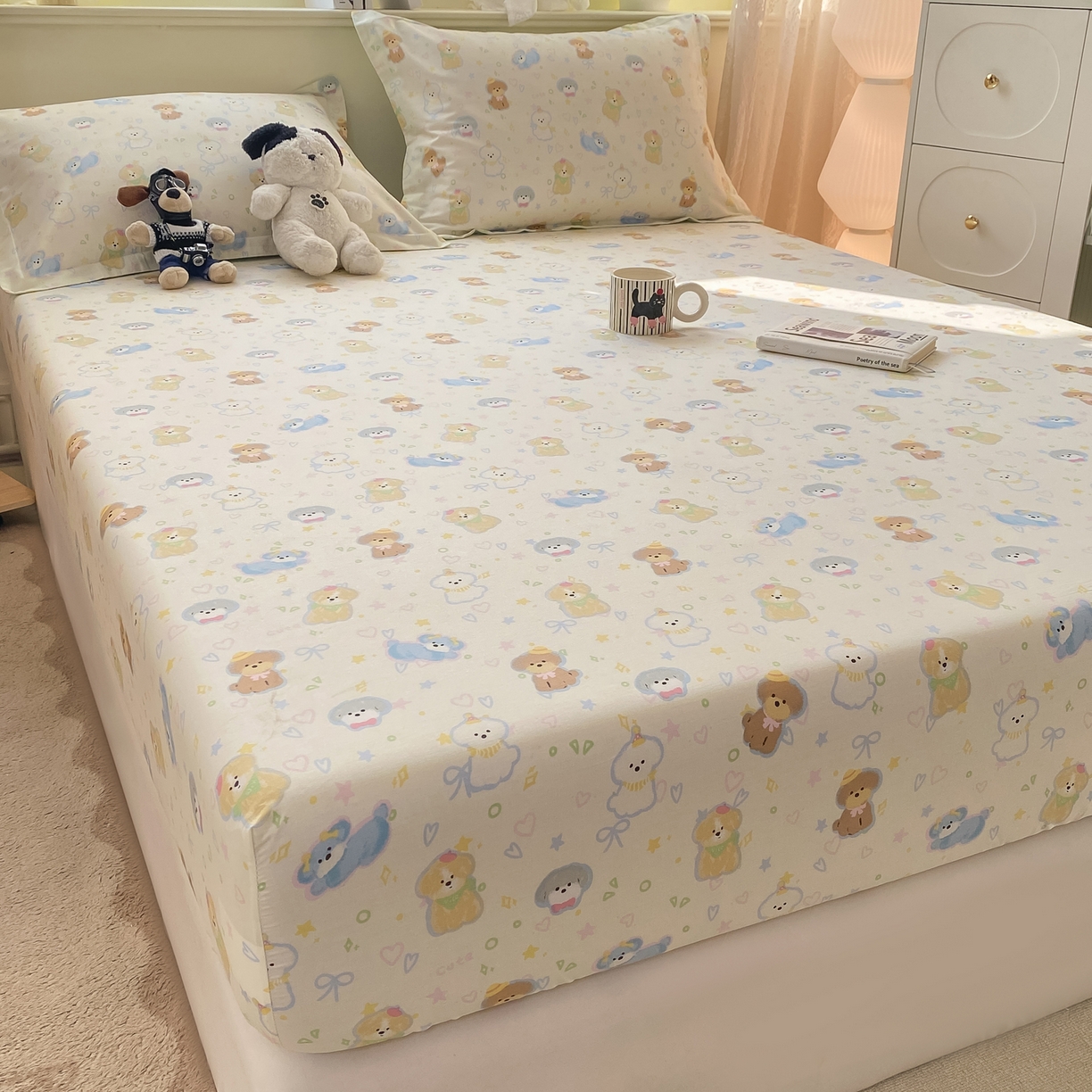 91家纺网 家纺一手货源 找家纺 花梦欣 2026新款全棉印花单品系列-单床笠 童趣绘彩