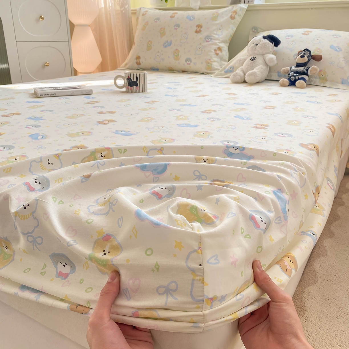 91家纺网 家纺一手货源 找家纺 花梦欣 2026新款全棉印花单品系列-单床笠 童趣绘彩