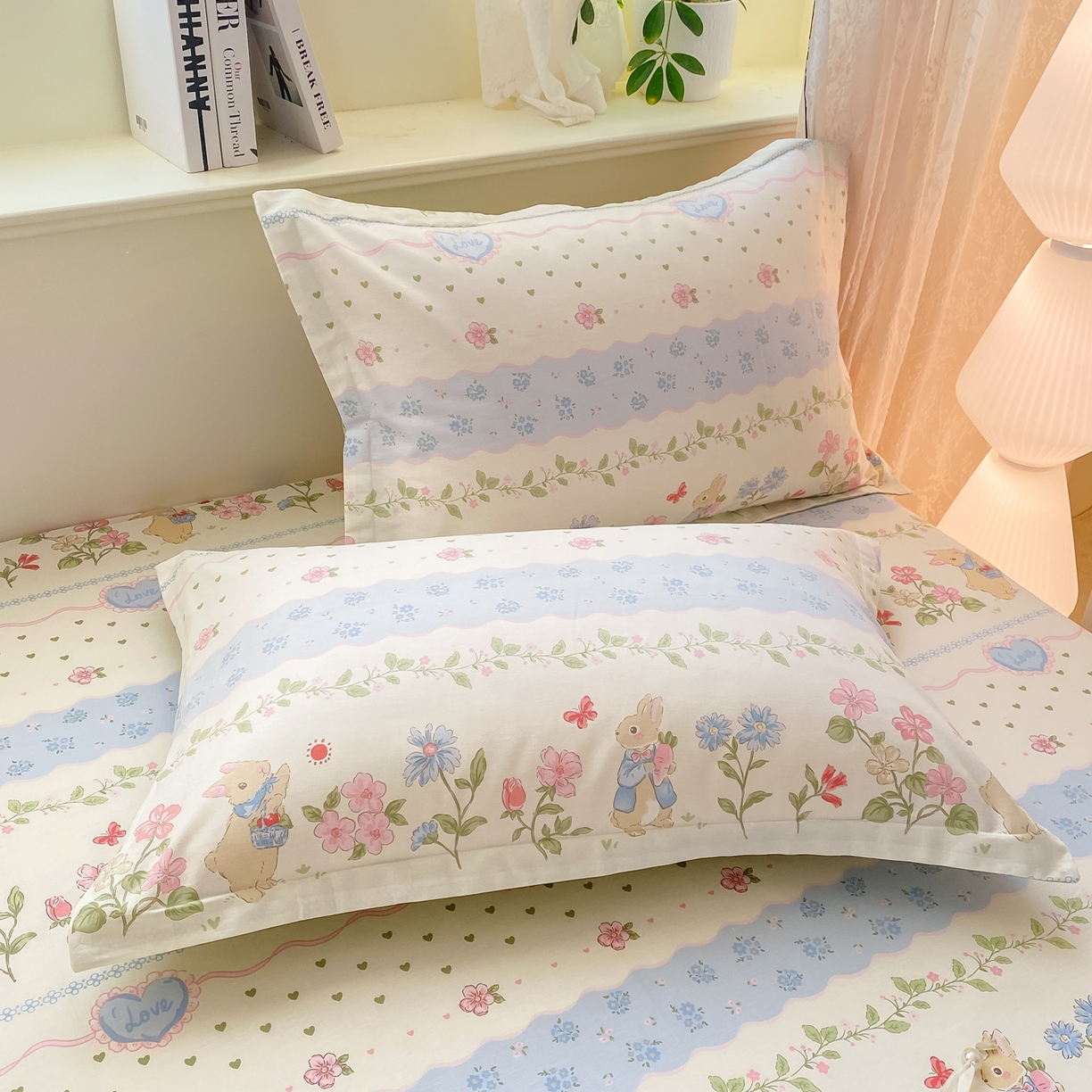 91家纺网 家纺一手货源 找家纺 花梦欣 2026新款全棉印花单品系列-单床笠 兔兔乐园