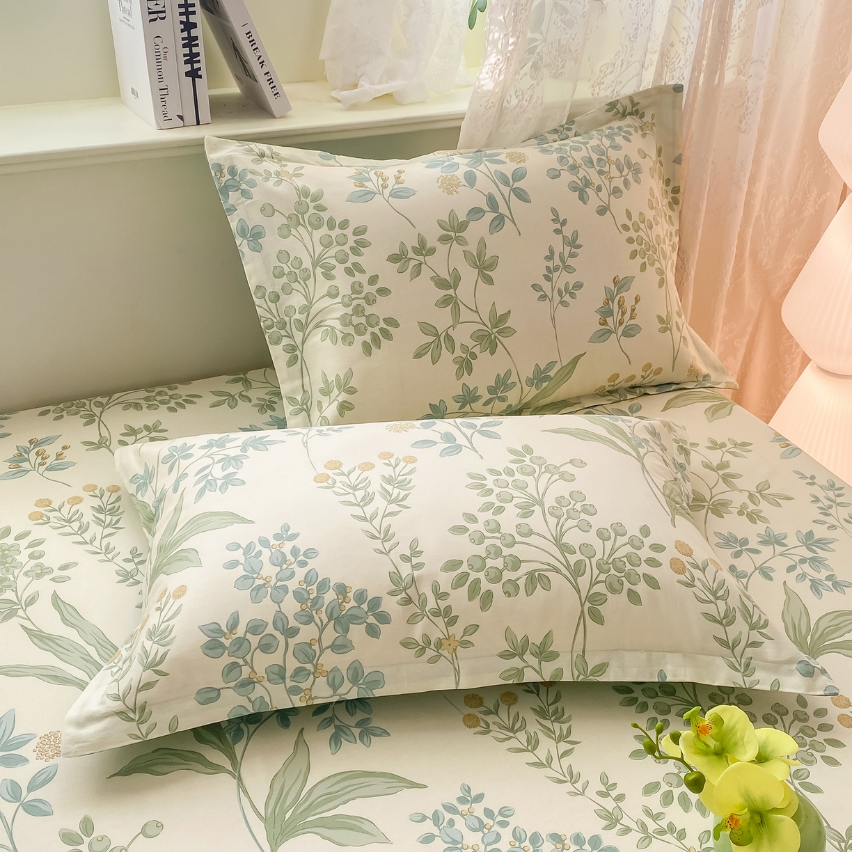 91家纺网 家纺一手货源 找家纺 花梦欣 2026新款全棉印花单品系列-单床笠 仙草