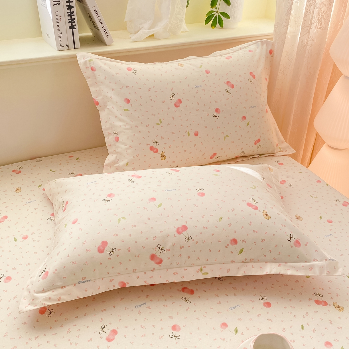 91家纺网 家纺一手货源 找家纺 花梦欣 2026新款全棉印花单品系列-单床笠 樱桃甜宠