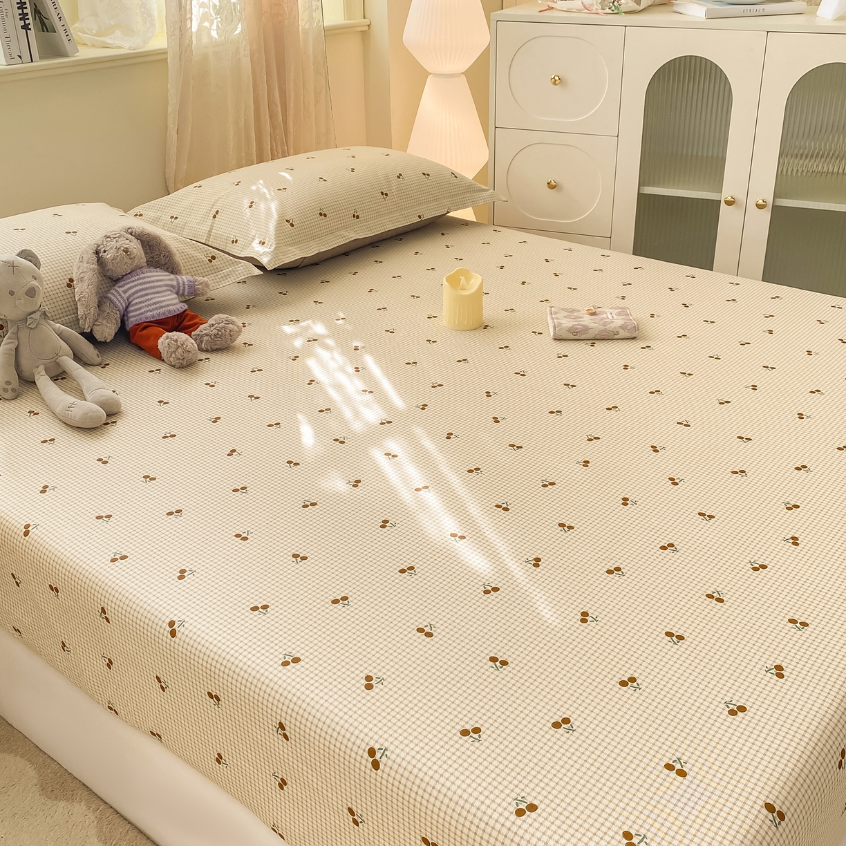 91家纺网 家纺一手货源 找家纺 花梦欣 2026新款全棉印花单品系列-单床笠 樱姿米