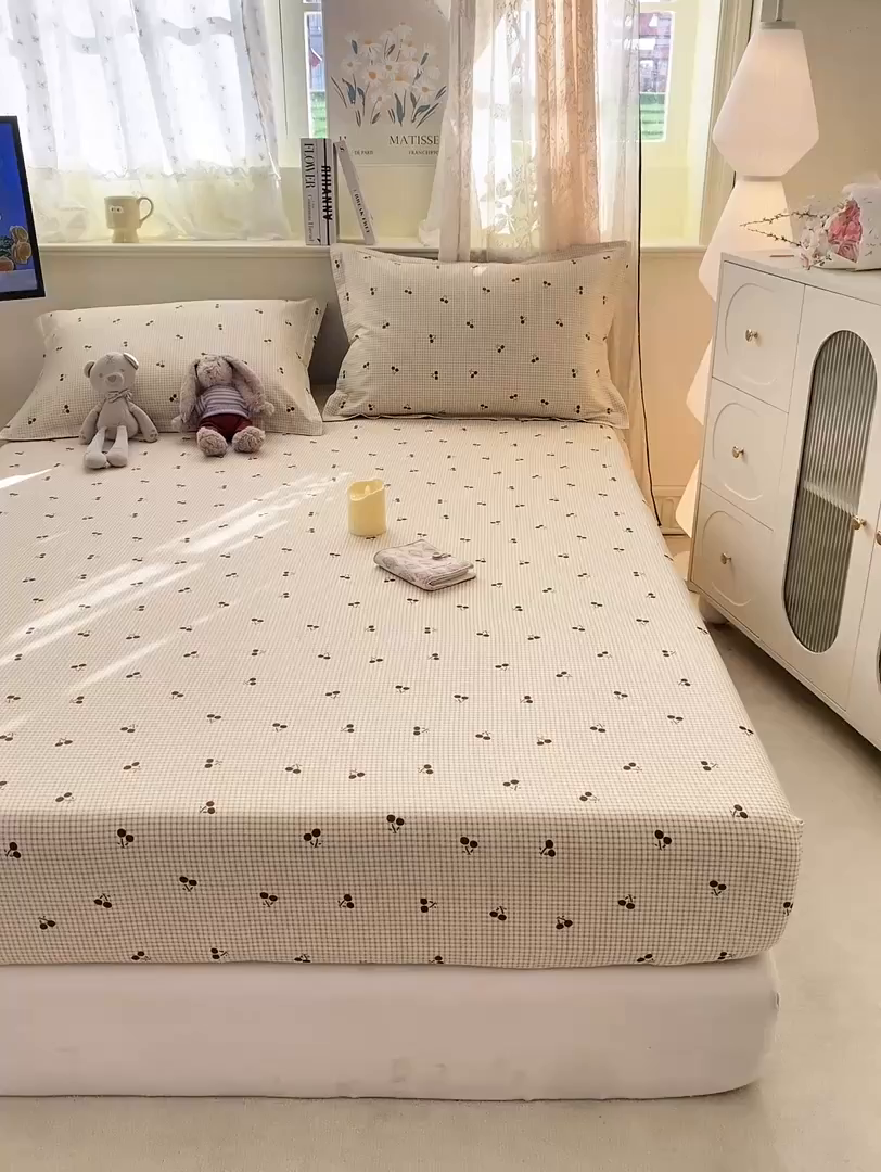 91家纺网 家纺一手货源 找家纺 花梦欣 2026新款全棉印花单品系列-单床笠 樱姿米