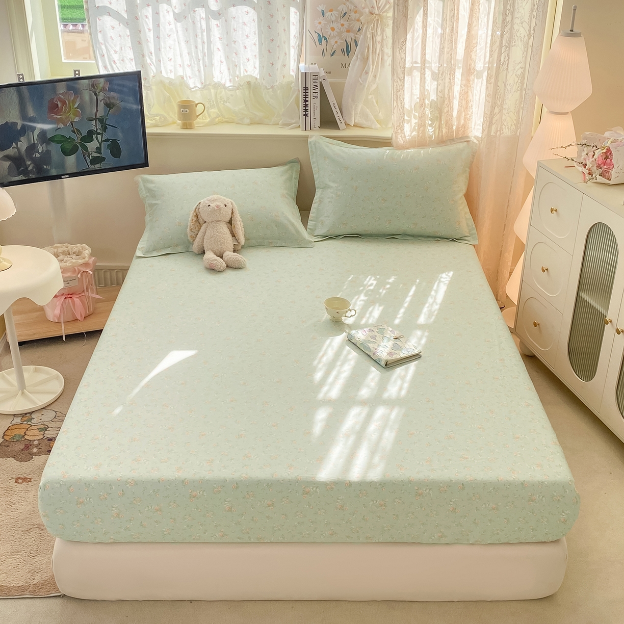 91家纺网 家纺一手货源 找家纺 花梦欣 2026新款全棉印花单品系列-单床笠 幽兰时光兰