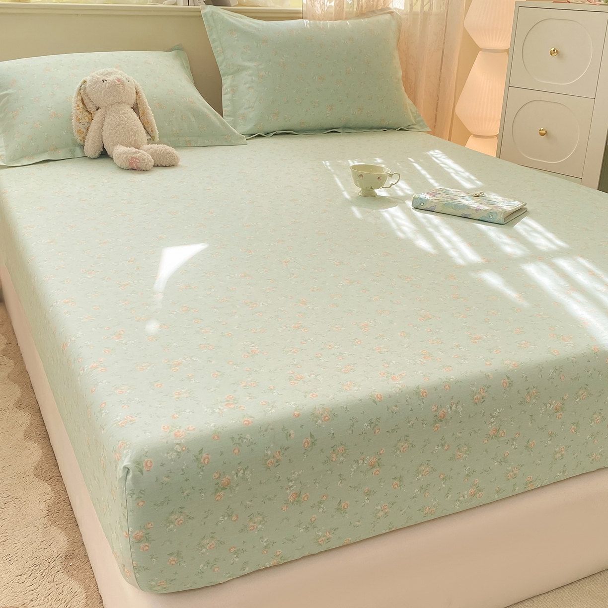 91家纺网 家纺一手货源 找家纺 花梦欣 2026新款全棉印花单品系列-单床笠 幽兰时光兰