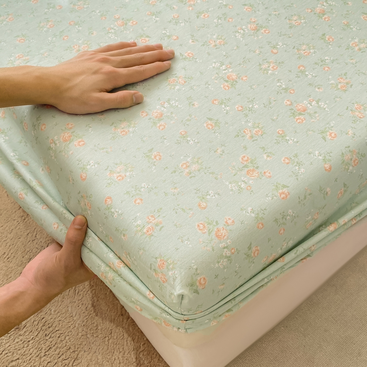 91家纺网 家纺一手货源 找家纺 花梦欣 2026新款全棉印花单品系列-单床笠 幽兰时光兰