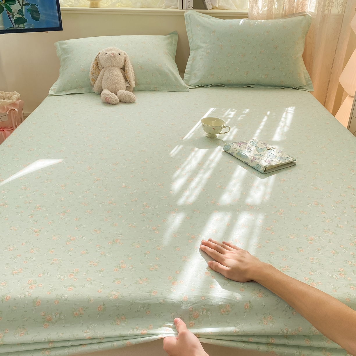 91家纺网 家纺一手货源 找家纺 花梦欣 2026新款全棉印花单品系列-单床笠 幽兰时光兰