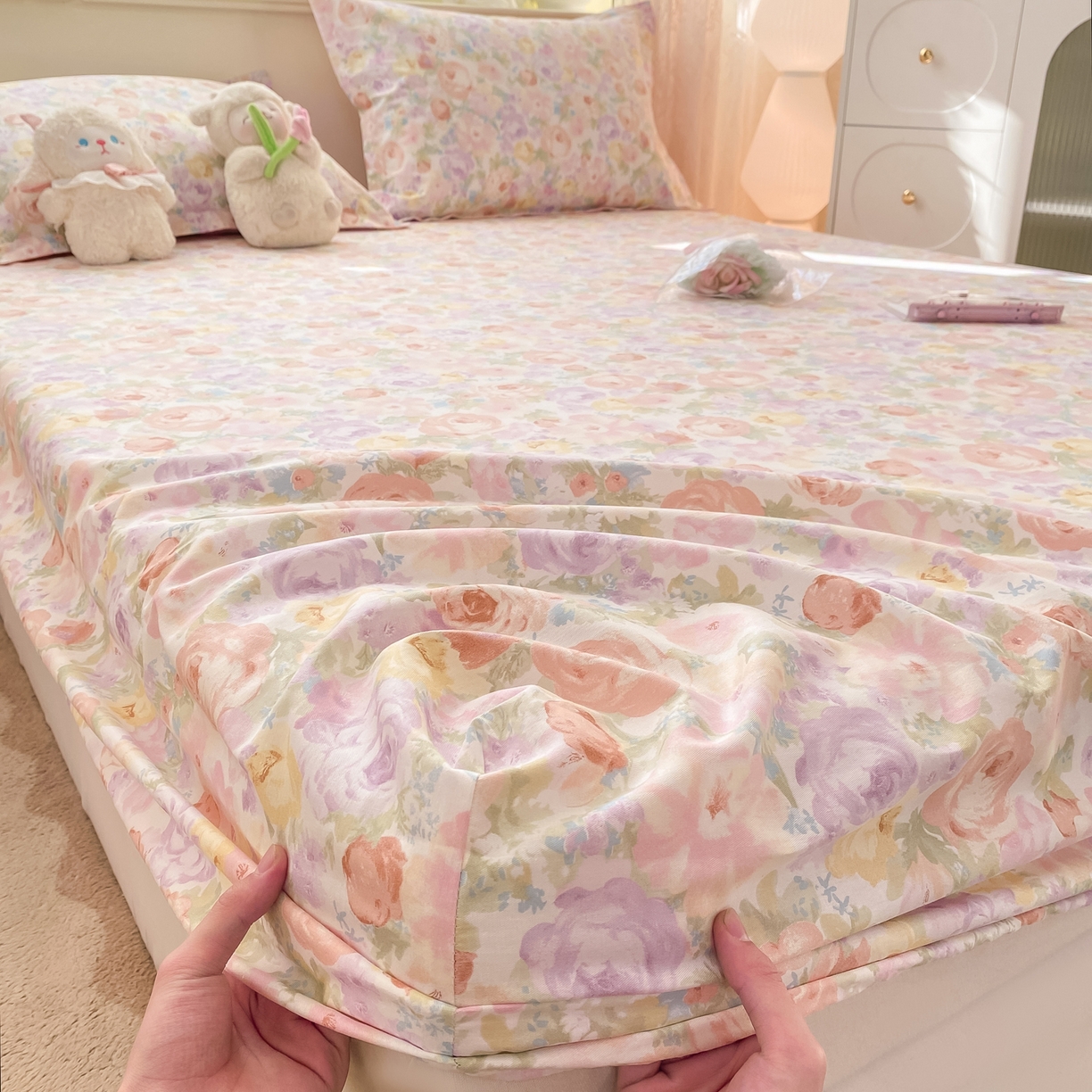 花梦欣 2026新款全棉印花单品系列-单床笠 悦下花影