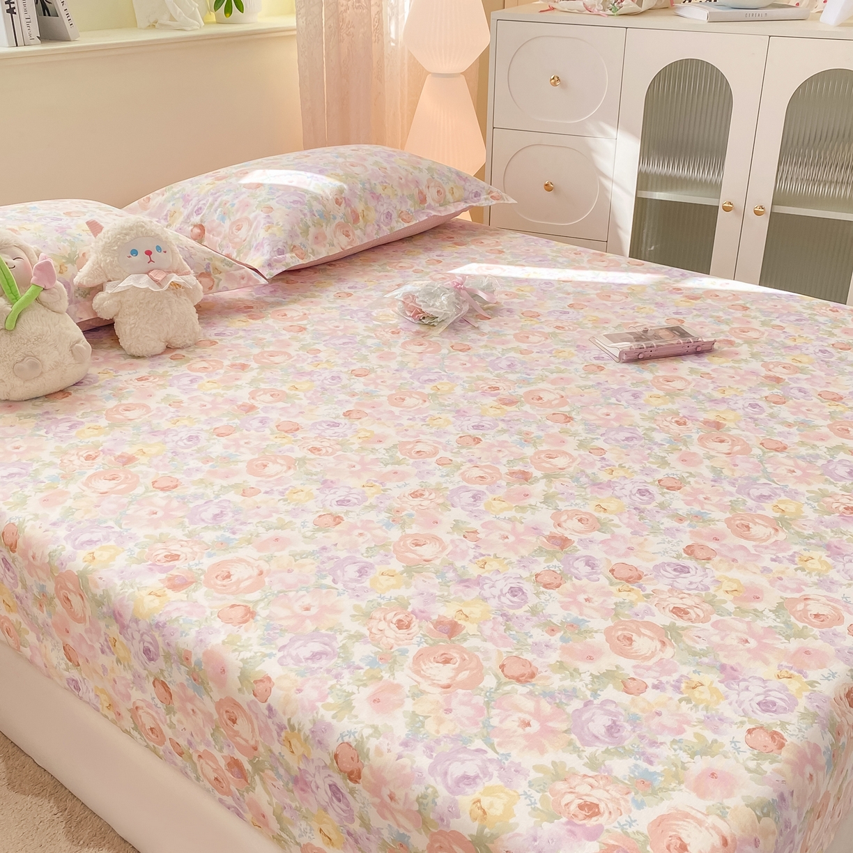 91家纺网 家纺一手货源 找家纺 花梦欣 2026新款全棉印花单品系列-单床笠 悦下花影