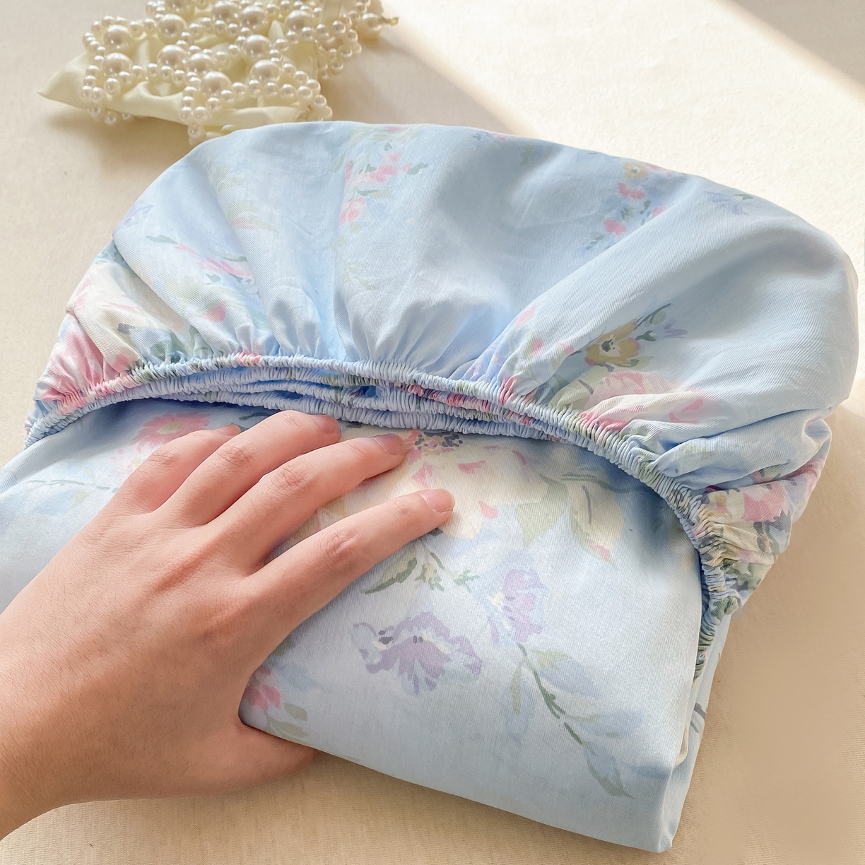 91家纺网 家纺一手货源 找家纺 花梦欣 2026新款全棉印花单品系列-单床笠 栀夏海棠兰