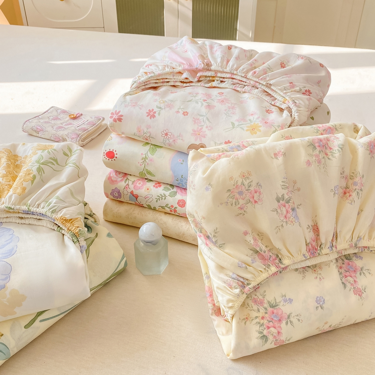 91家纺网 家纺一手货源 找家纺 花梦欣 2026新款全棉印花单品系列-单床笠 组合