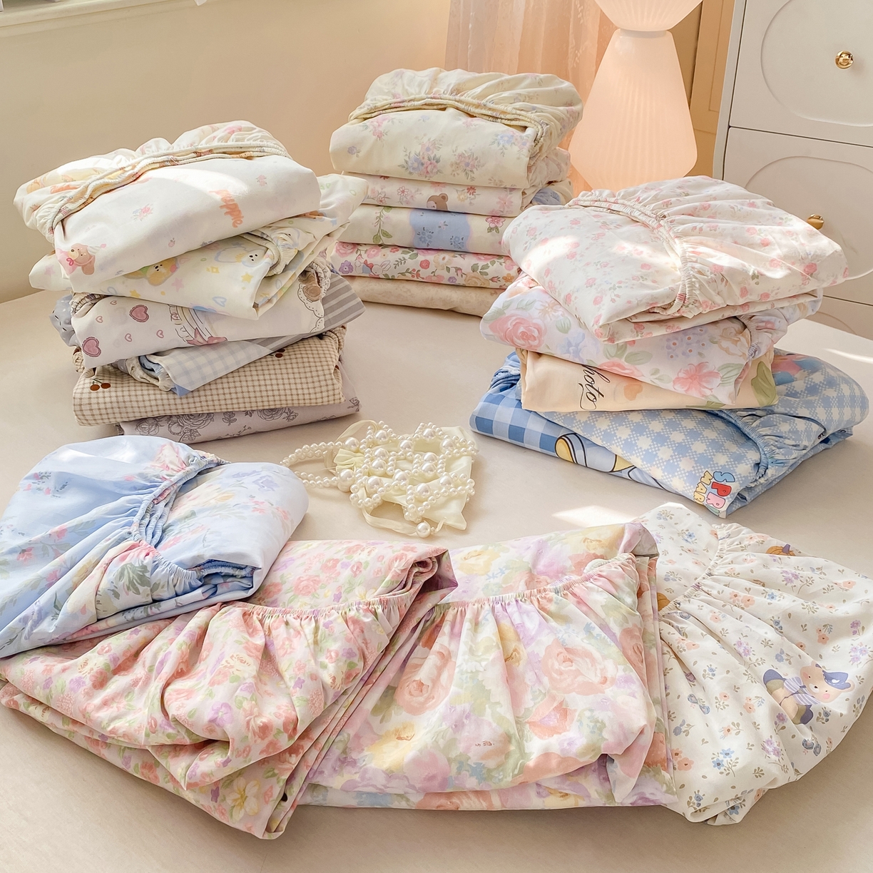 91家纺网 家纺一手货源 找家纺 花梦欣 2026新款全棉印花单品系列-单床笠 组合