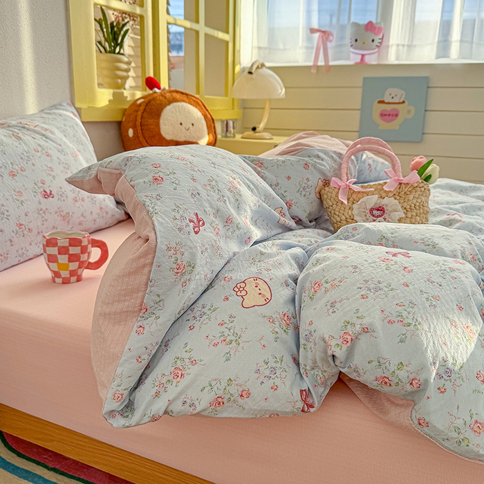 91家纺网 家纺一手货源 找家纺 （总）云玲时尚 2026新款云感双层纱印花四件套