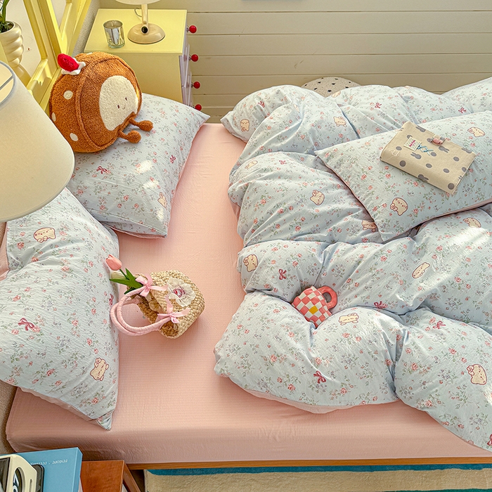 91家纺网 家纺一手货源 找家纺 （总）云玲时尚 2026新款云感双层纱印花四件套