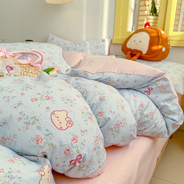 91家纺网 家纺一手货源 找家纺 （总）云玲时尚 2026新款云感双层纱印花四件套