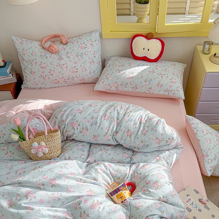 91家纺网 家纺一手货源 找家纺 （总）云玲时尚 2026新款云感双层纱印花四件套