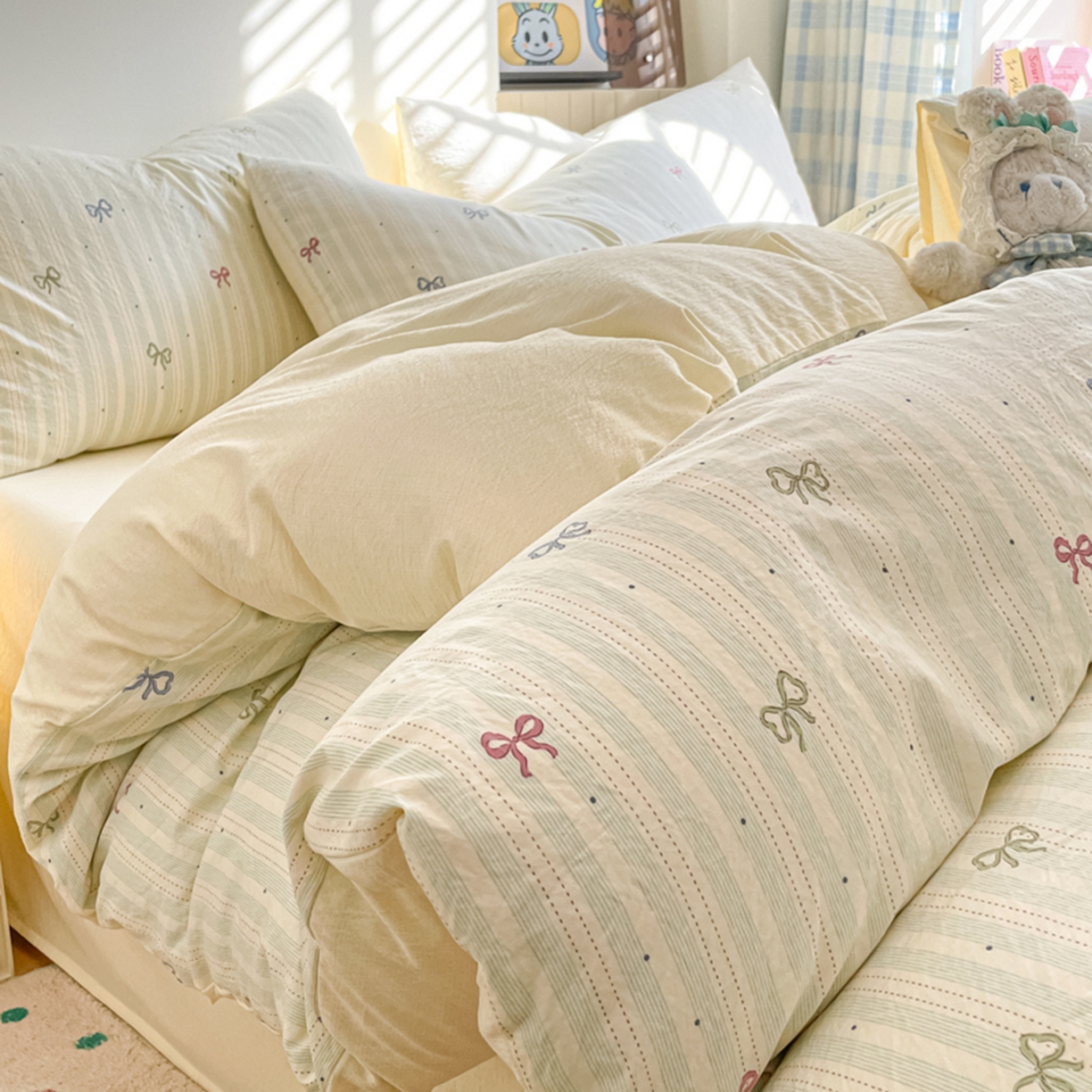 91家纺网 家纺一手货源 找家纺 （总）云玲时尚 2026新款古法水洗仿棉云感纱四件套