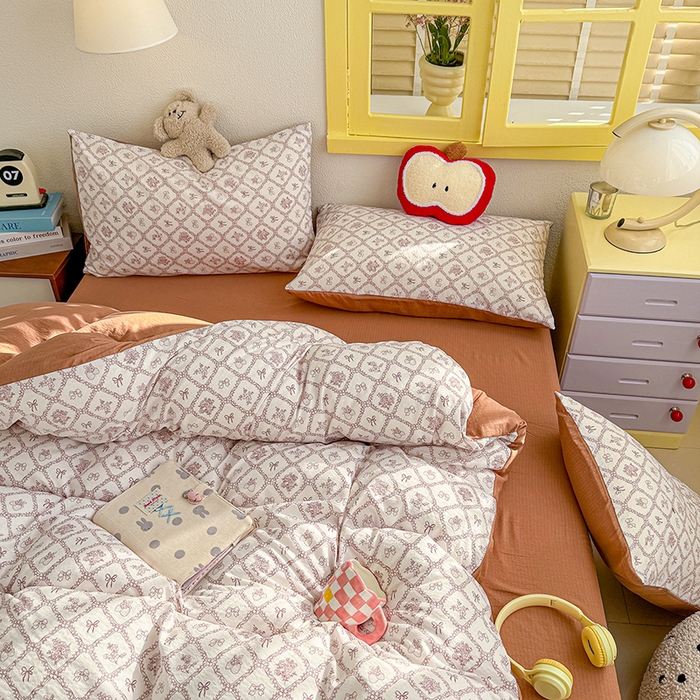 91家纺网 家纺一手货源 找家纺 云玲时尚 2026新款云感双层纱印花四件套 曼塔庄园