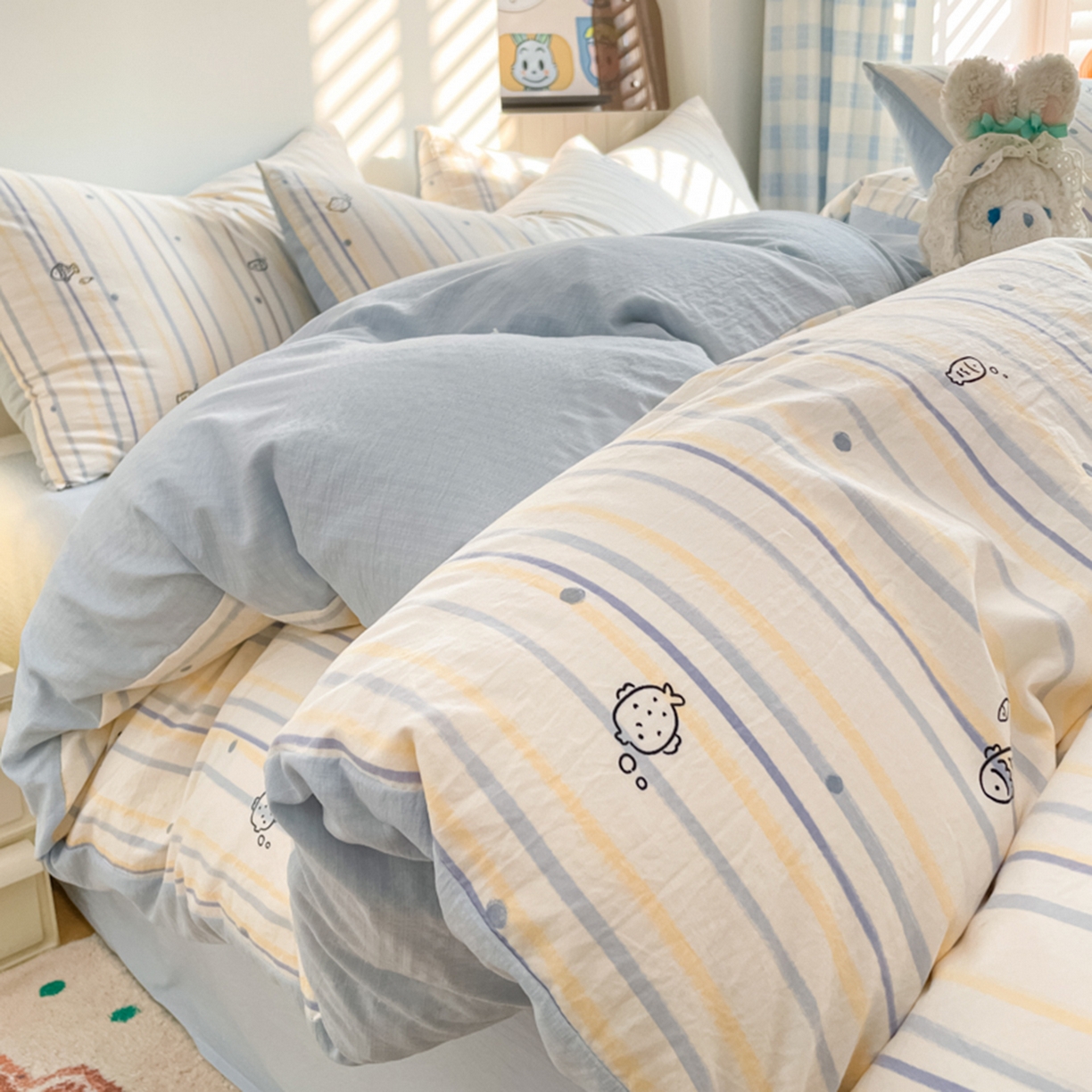 91家纺网 家纺一手货源 找家纺 （总）云玲时尚 2026新款古法水洗仿棉云感纱四件套