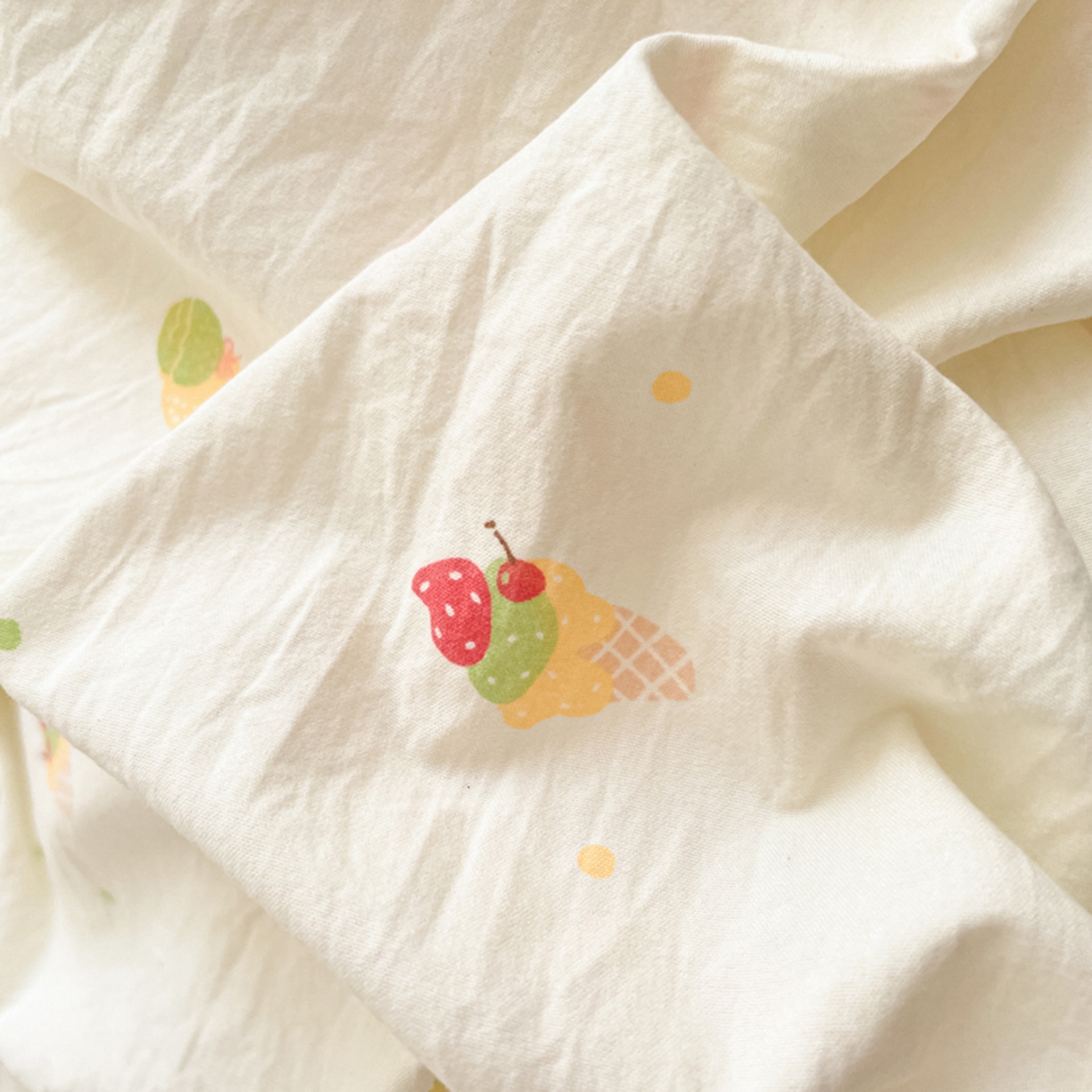 91家纺网 家纺一手货源 找家纺 云玲时尚 2026新款古法水洗仿棉云感纱四件套 冰激凌超甜