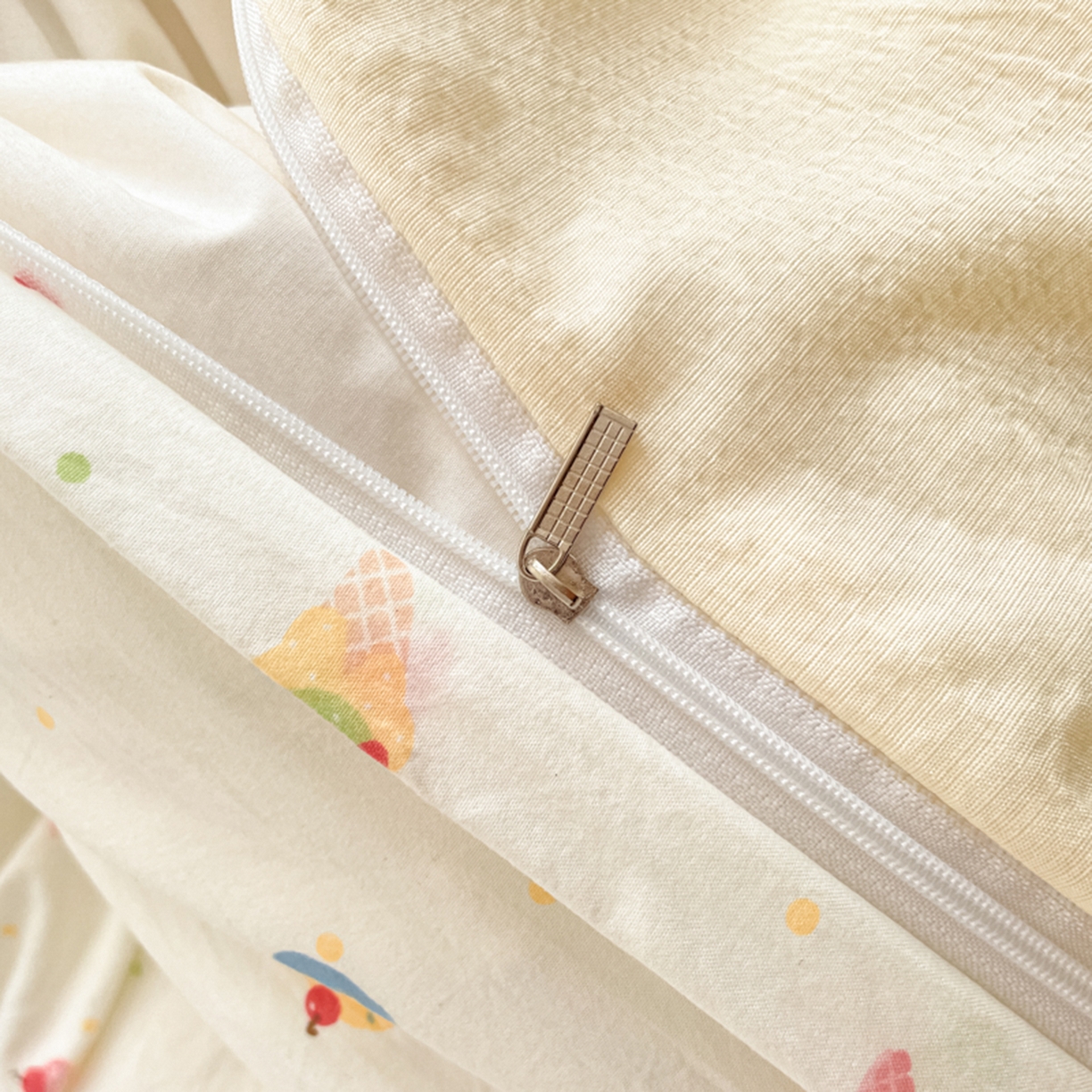 91家纺网 家纺一手货源 找家纺 云玲时尚 2026新款古法水洗仿棉云感纱四件套 冰激凌超甜