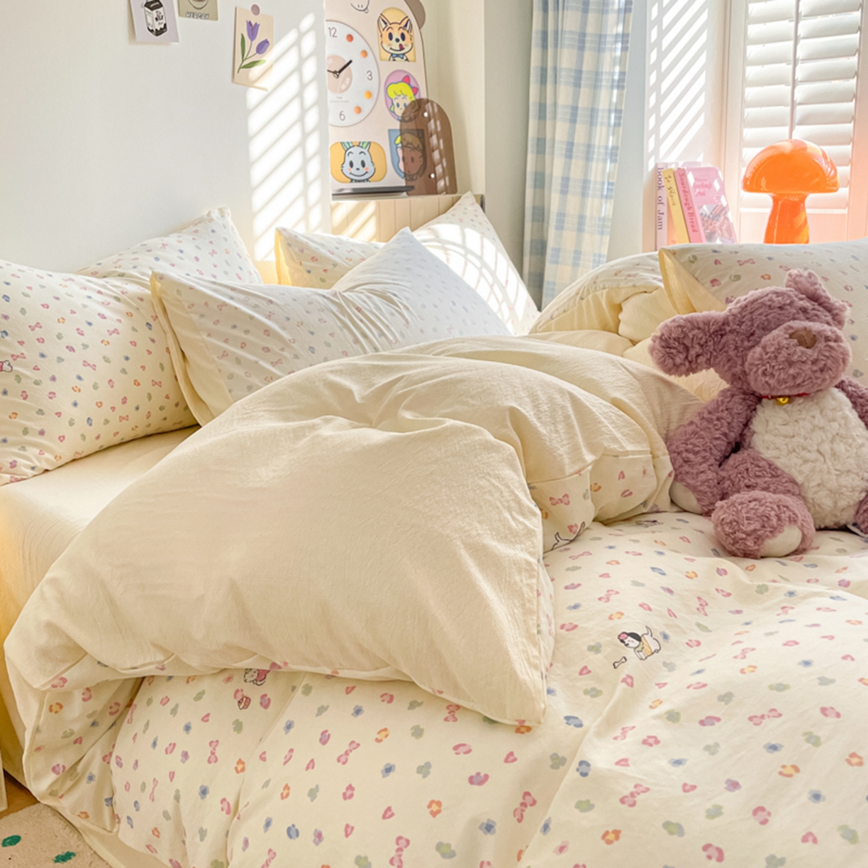 91家纺网 家纺一手货源 找家纺 云玲时尚 2026新款古法水洗仿棉云感纱四件套 狗狗乐园