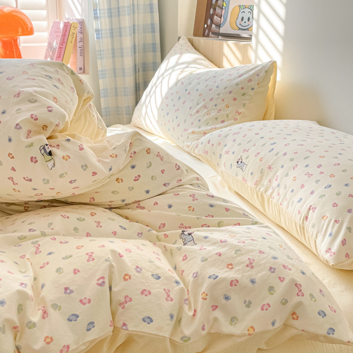 91家纺网 家纺一手货源 找家纺 云玲时尚 2026新款古法水洗仿棉云感纱四件套 狗狗乐园