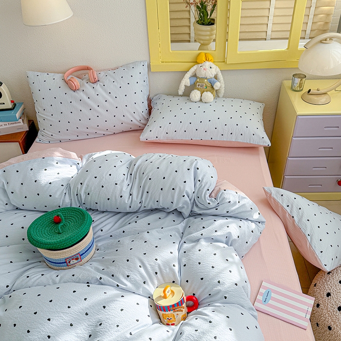 云玲时尚 2026新款云感双层纱印花四件套 海盐甜心