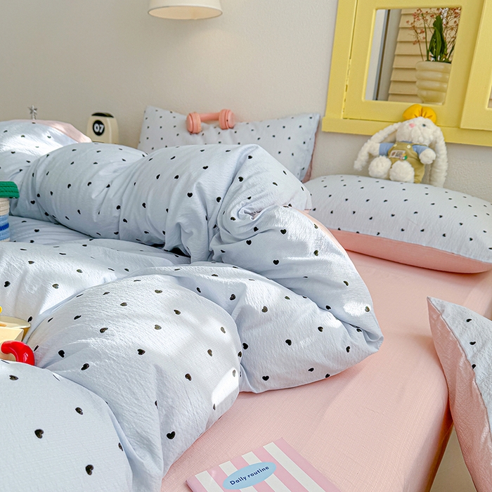 91家纺网 家纺一手货源 找家纺 云玲时尚 2026新款云感双层纱印花四件套 海盐甜心