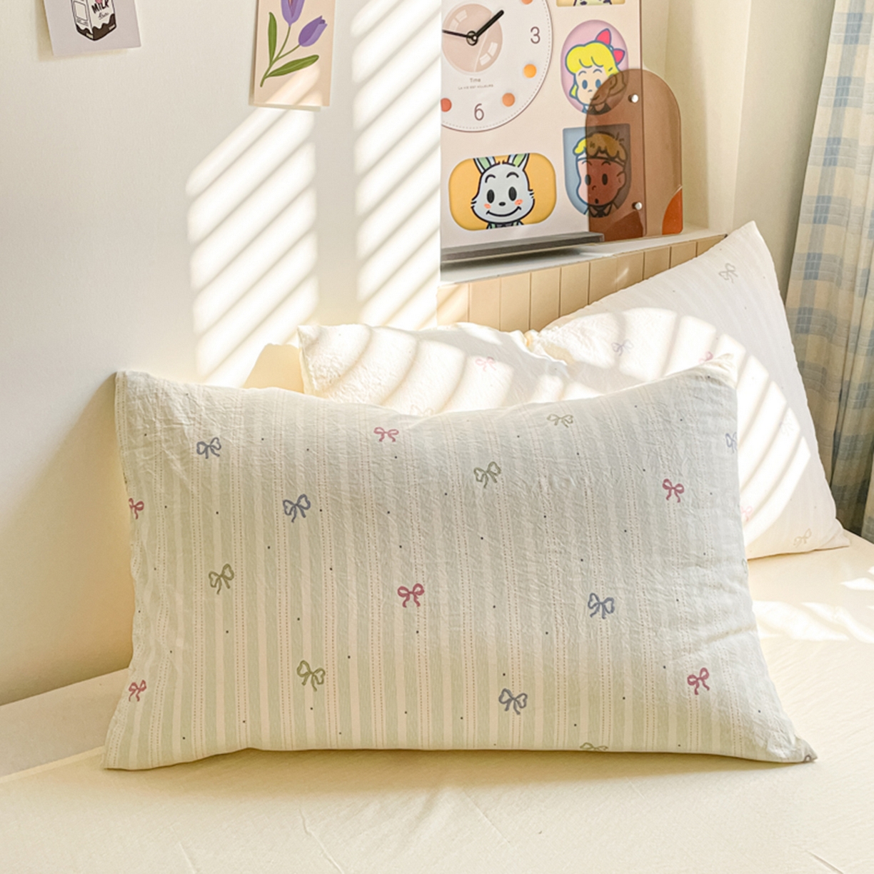 91家纺网 家纺一手货源 找家纺 云玲时尚 2026新款古法水洗仿棉云感纱四件套 蝴蝶结