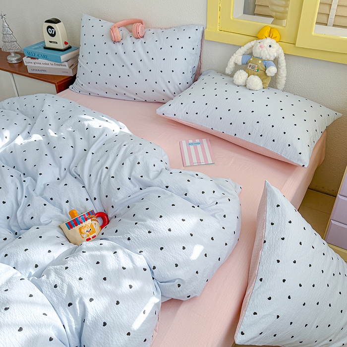 91家纺网 家纺一手货源 找家纺 云玲时尚 2026新款云感双层纱印花四件套 海盐甜心