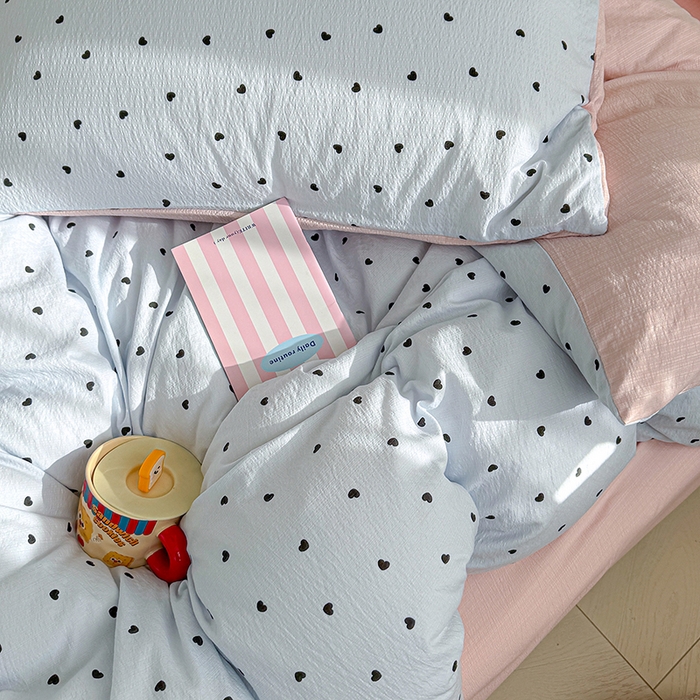 91家纺网 家纺一手货源 找家纺 云玲时尚 2026新款云感双层纱印花四件套 海盐甜心