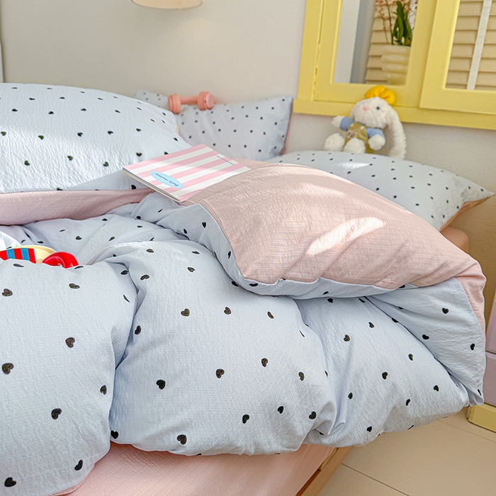 91家纺网 家纺一手货源 找家纺 云玲时尚 2026新款云感双层纱印花四件套 海盐甜心