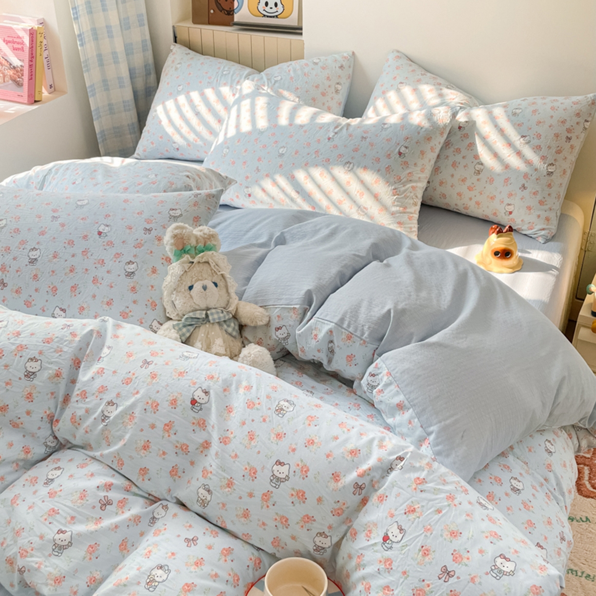 91家纺网 家纺一手货源 找家纺 云玲时尚 2026新款古法水洗仿棉云感纱四件套 花花kt