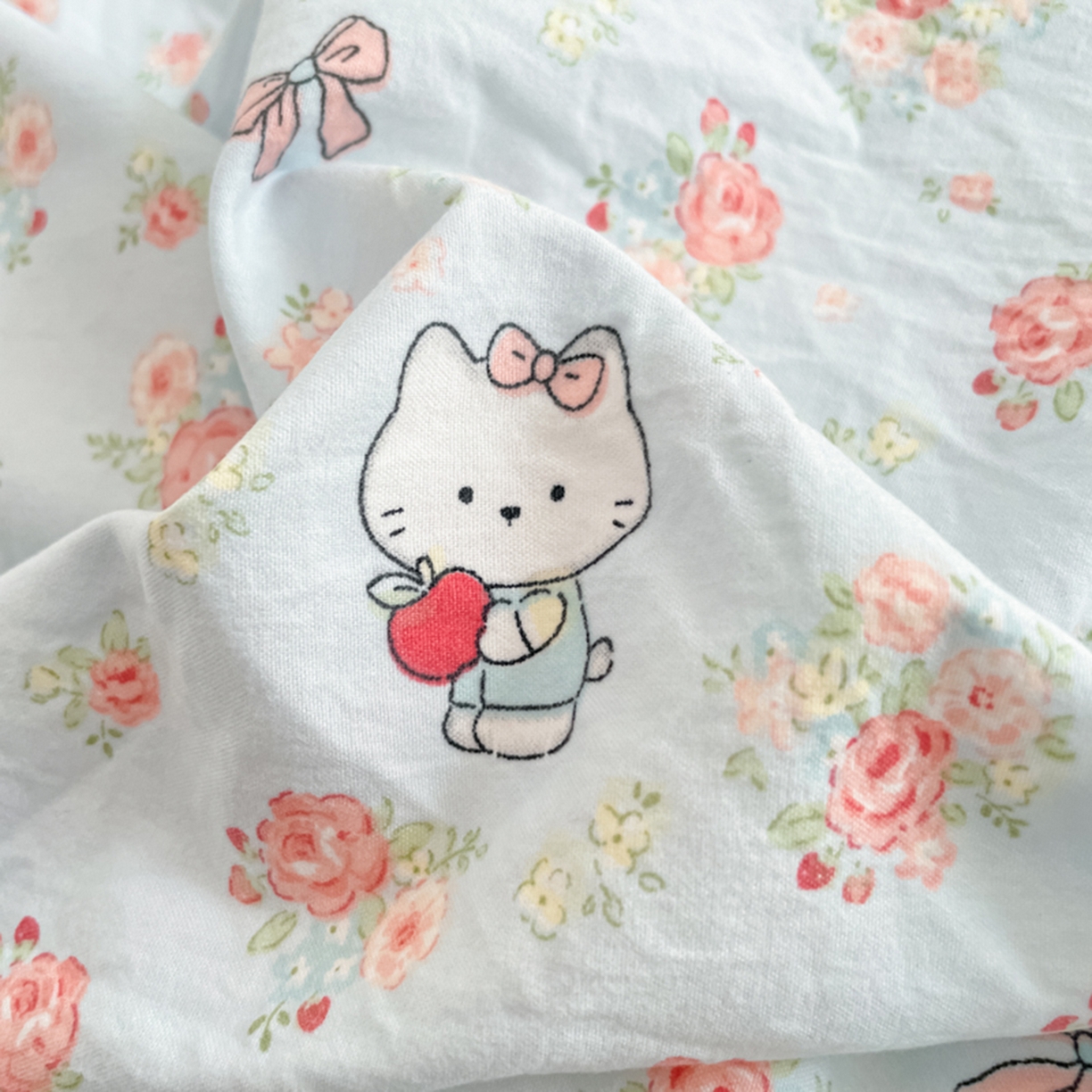 91家纺网 家纺一手货源 找家纺 云玲时尚 2026新款古法水洗仿棉云感纱四件套 花花kt