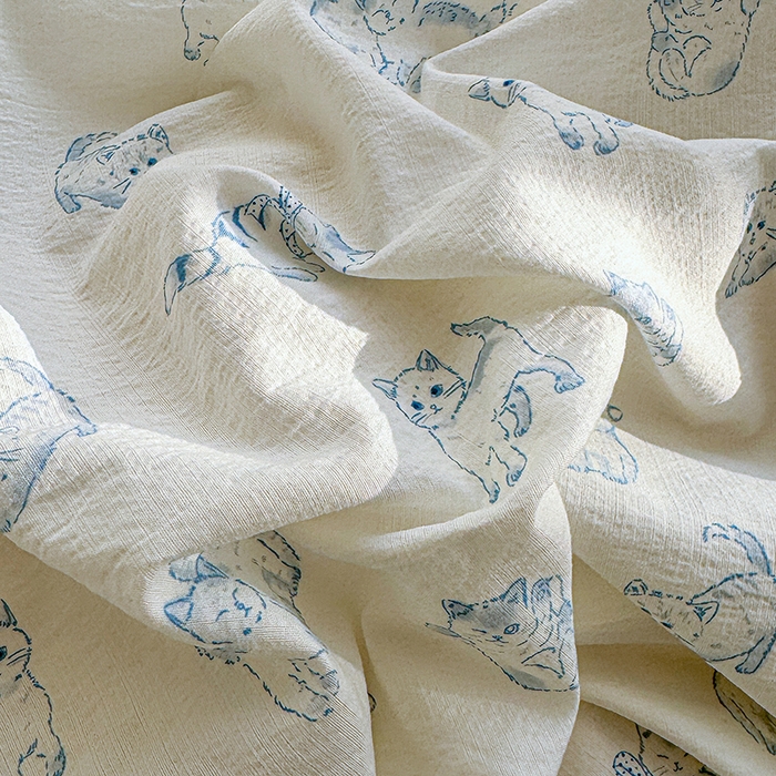 91家纺网 家纺一手货源 找家纺 云玲时尚 2026新款云感双层纱印花四件套 韩范小猫