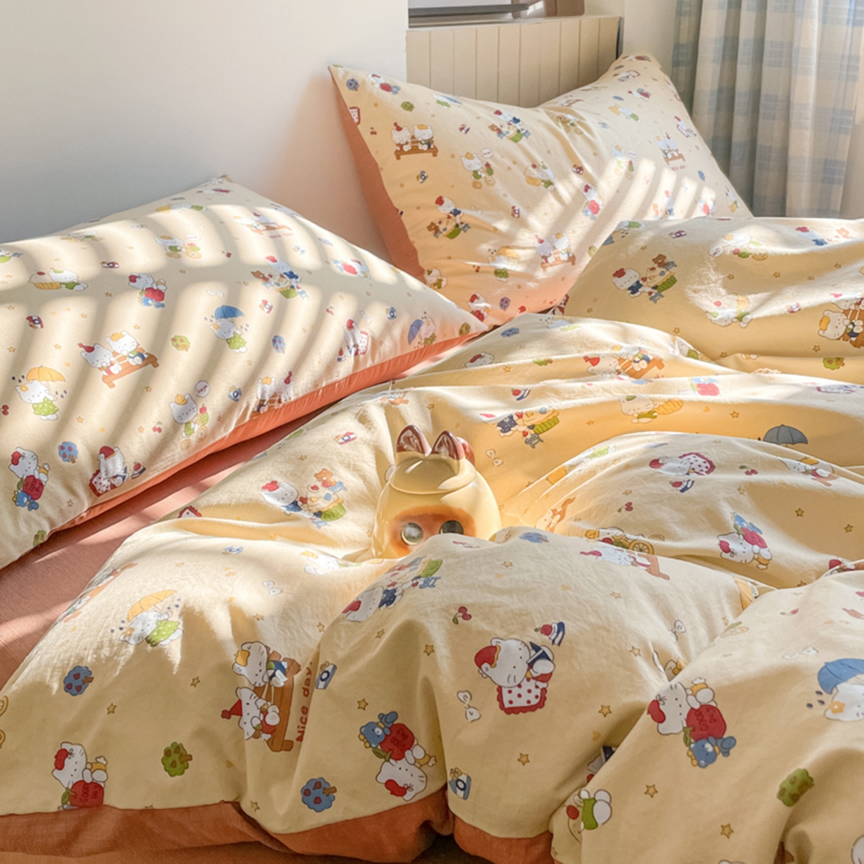 91家纺网 家纺一手货源 找家纺 云玲时尚 2026新款古法水洗仿棉云感纱四件套 梦幻乐园