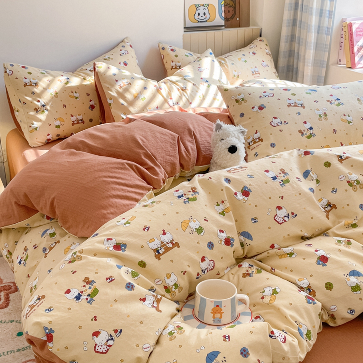 91家纺网 家纺一手货源 找家纺 云玲时尚 2026新款古法水洗仿棉云感纱四件套 梦幻乐园