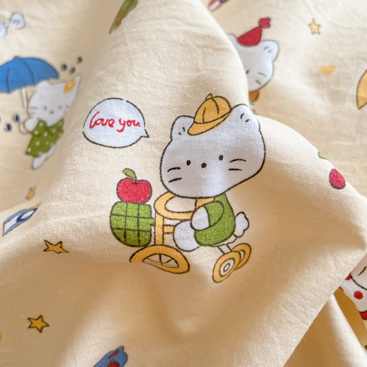 91家纺网 家纺一手货源 找家纺 云玲时尚 2026新款古法水洗仿棉云感纱四件套 梦幻乐园