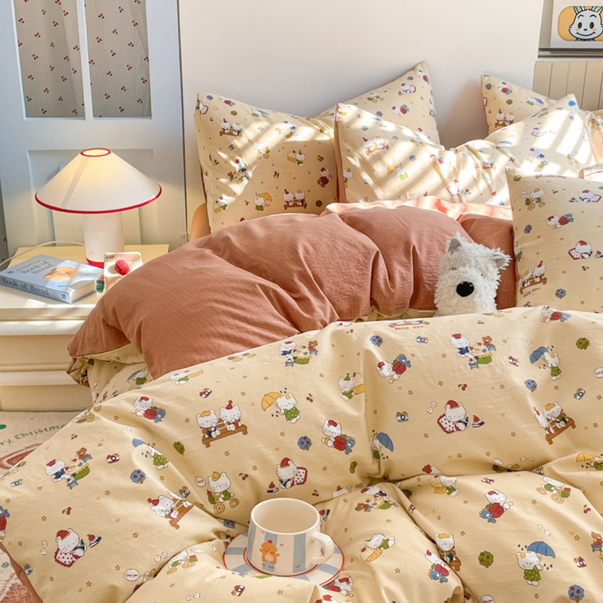 91家纺网 家纺一手货源 找家纺 云玲时尚 2026新款古法水洗仿棉云感纱四件套 梦幻乐园