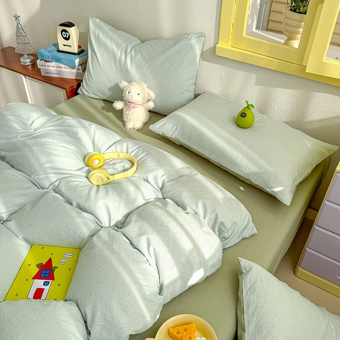 91家纺网 家纺一手货源 找家纺 云玲时尚 2026新款云感双层纱印花四件套 简夏