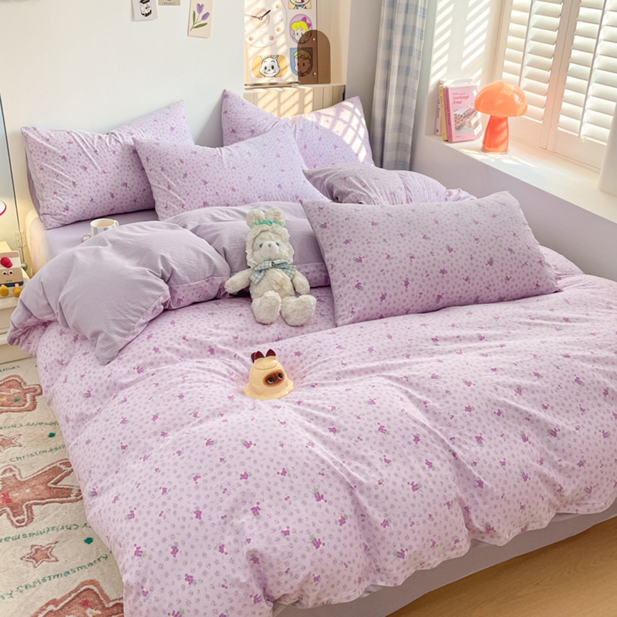 91家纺网 家纺一手货源 找家纺 云玲时尚 2026新款古法水洗仿棉云感纱四件套 葡萄很甜