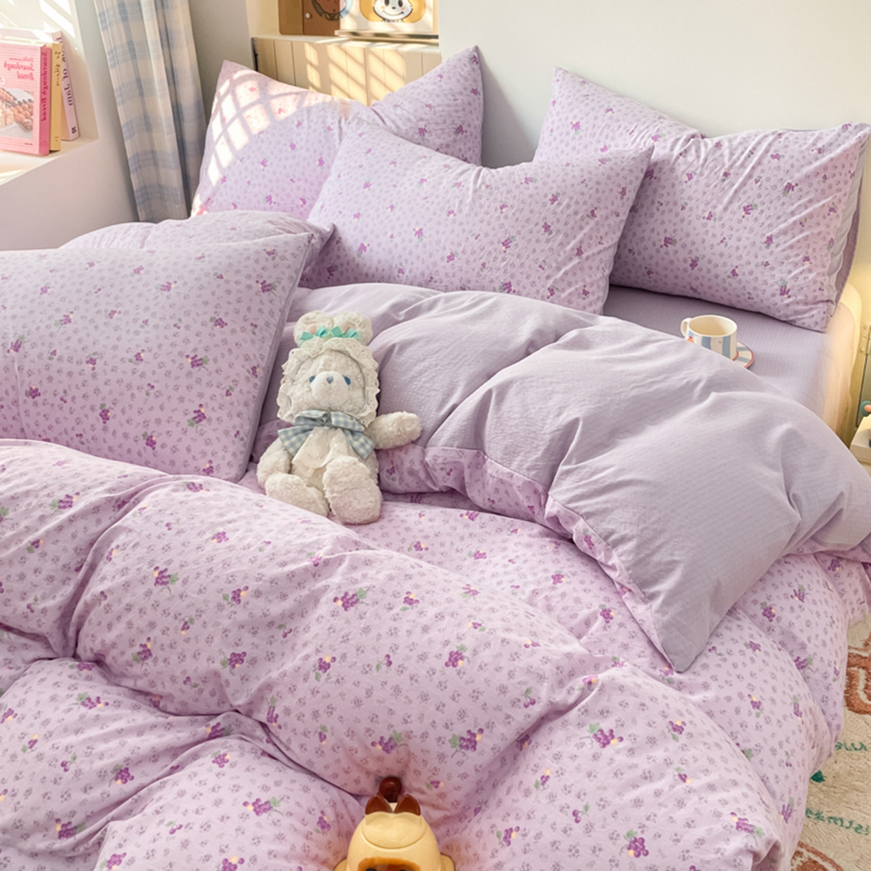 91家纺网 家纺一手货源 找家纺 云玲时尚 2026新款古法水洗仿棉云感纱四件套 葡萄很甜