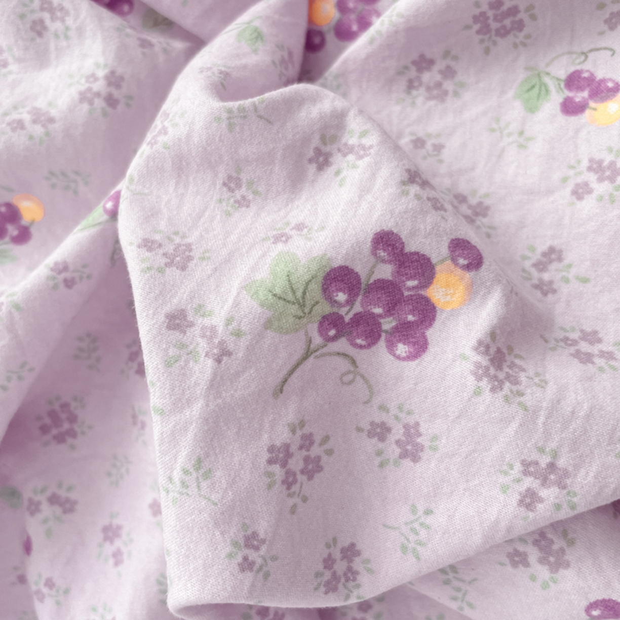 91家纺网 家纺一手货源 找家纺 云玲时尚 2026新款古法水洗仿棉云感纱四件套 葡萄很甜