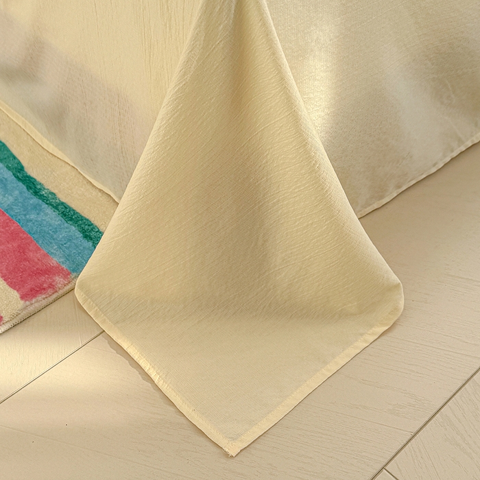 91家纺网 家纺一手货源 找家纺 云玲时尚 2026新款云感双层纱印花四件套 蓝蓝小奶狗