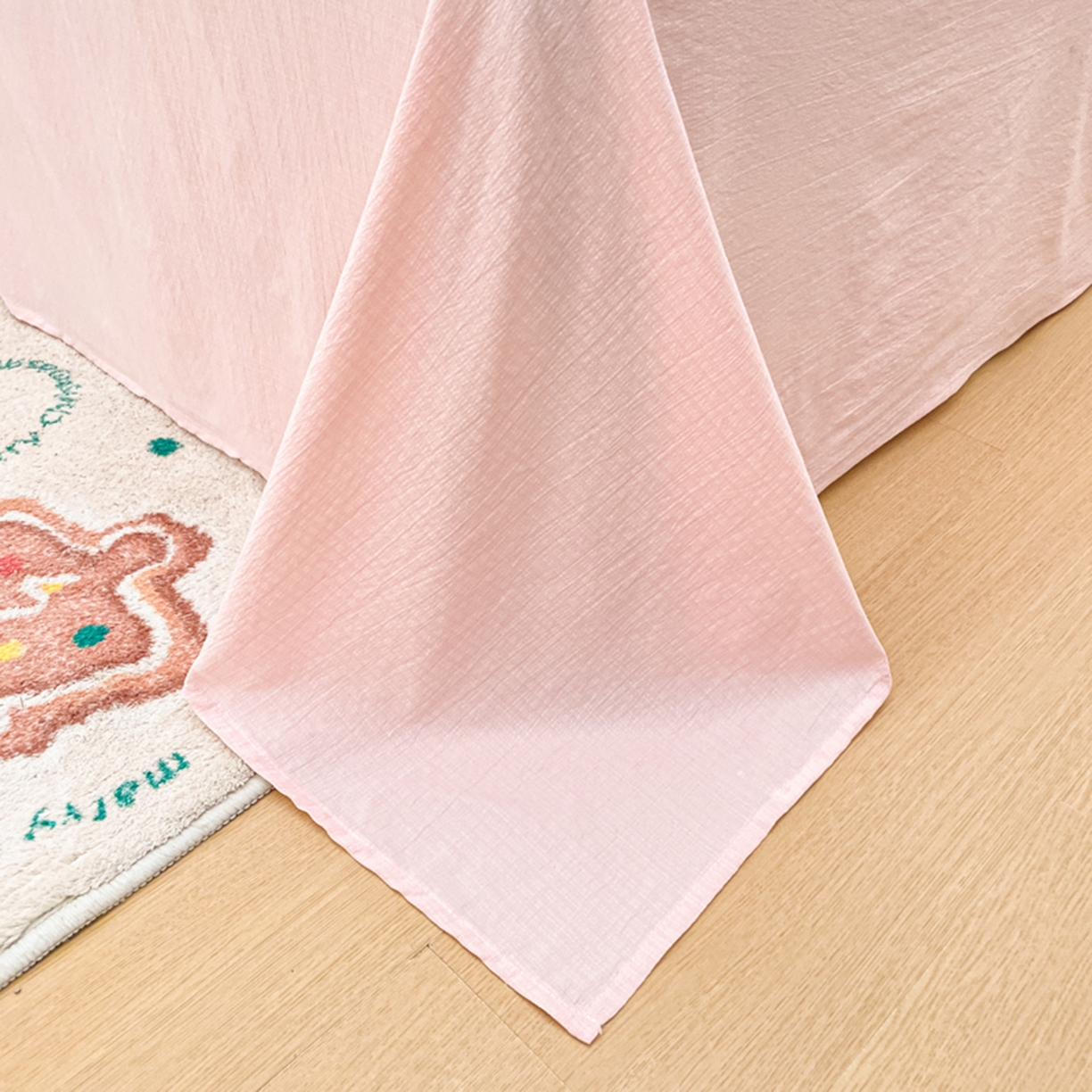 91家纺网 家纺一手货源 找家纺 云玲时尚 2026新款古法水洗仿棉云感纱四件套 甜品小猫